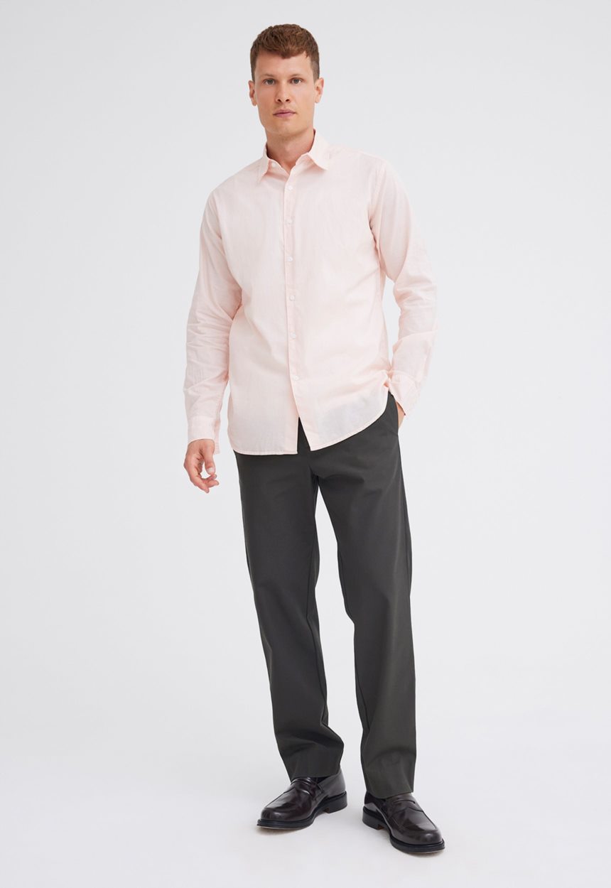 Jac+Jack Folded Collar Cotton Shirt - Powder Rosa Pink